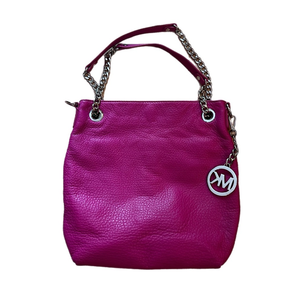 Michael Kors Fuchsia Soft Leather Jet Set Shoulder Bag with Chain Handles